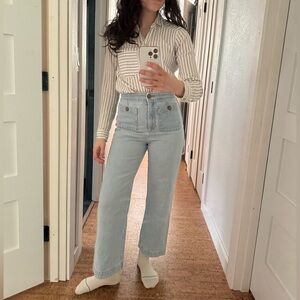 Sezane crop wide leg denim pants size 36/2